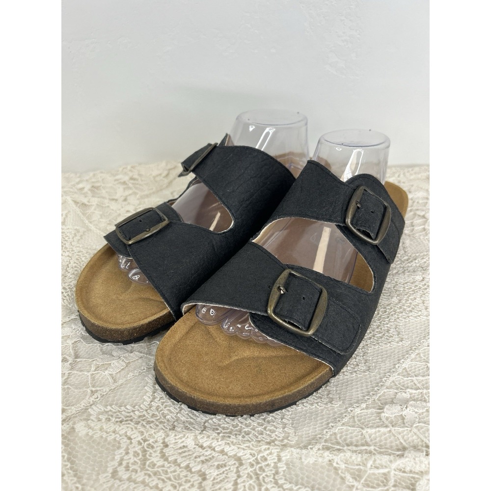 NAE Vegan Sandals Size 43 Black Open Toe Strappy NWOT Vegan Leather Beach Travel